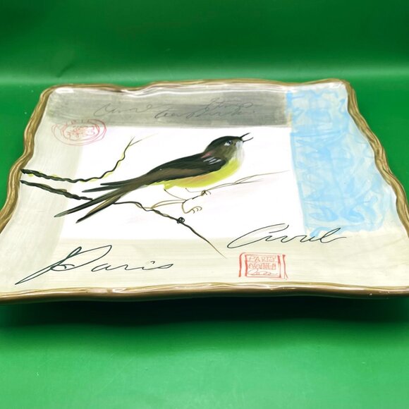 Certified International Susan Winget Bird Square Paris Theme 10" Ceramic Plate - Picture 8 of 12